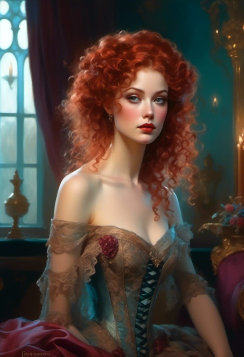 Rococo Lady in Velvet and Lace Portrait