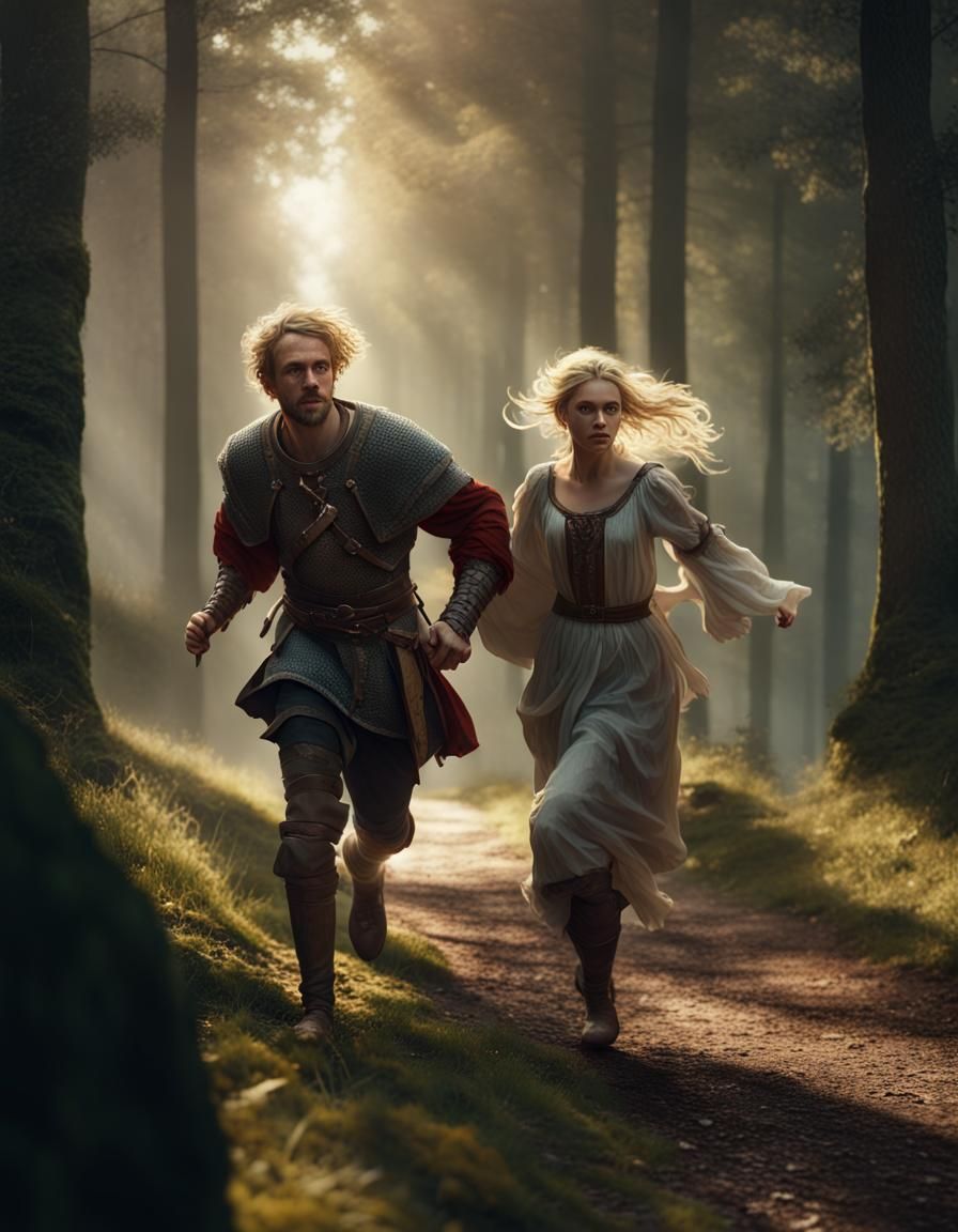 Medieval Flight: Frankish Man and Saxon Woman in Forest