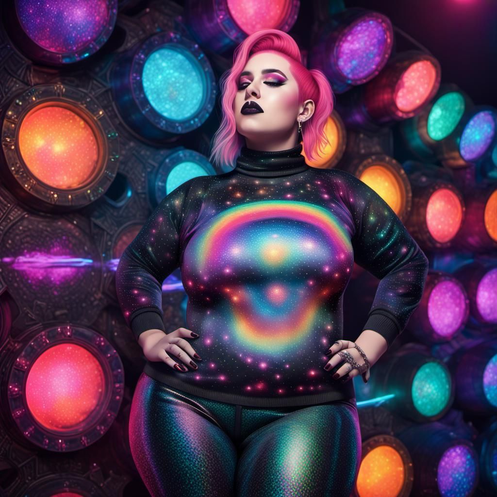 Goth Punk Woman at Retro Rave, by Pablo Amaringo