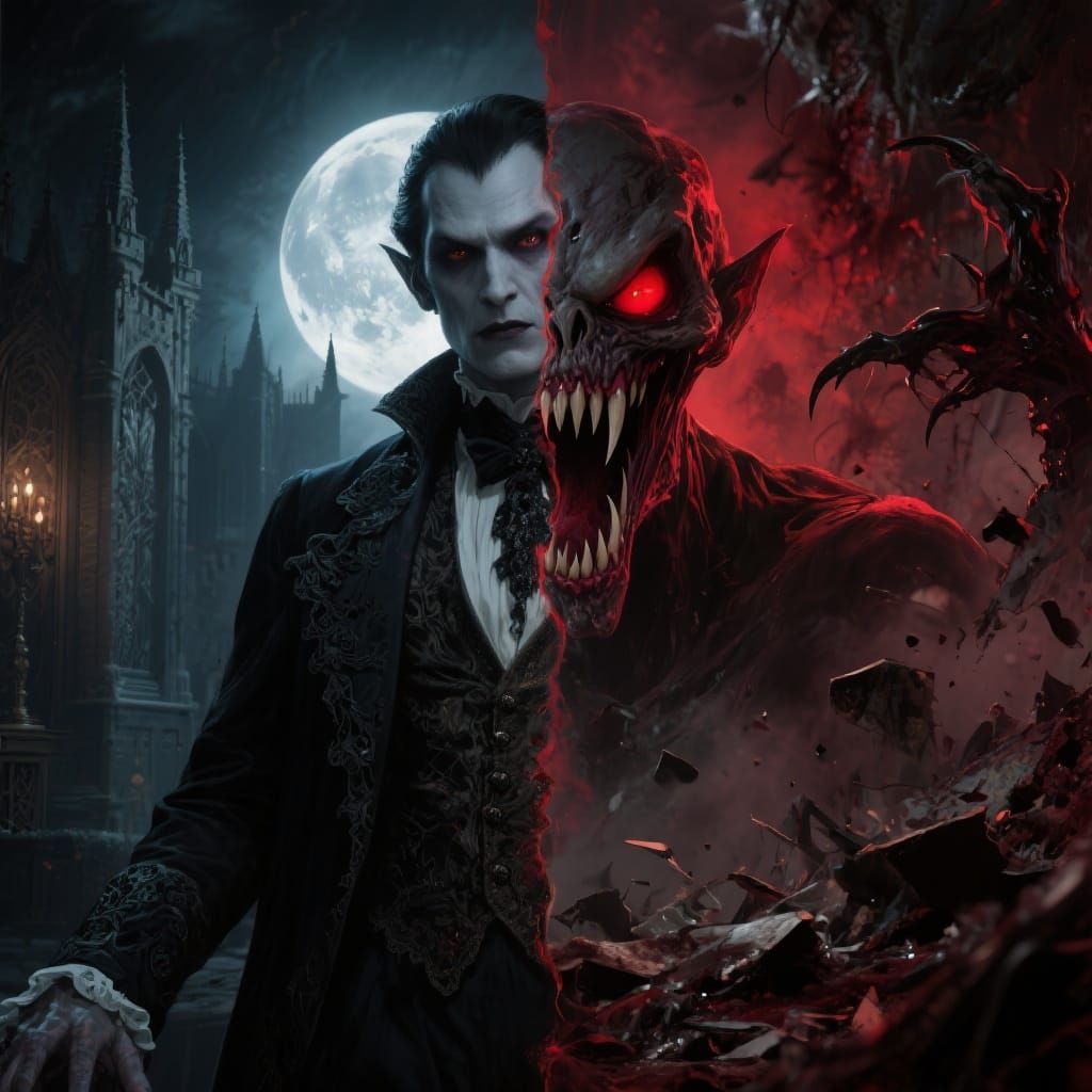 Vampire Duality: Gothic Horror Portrait