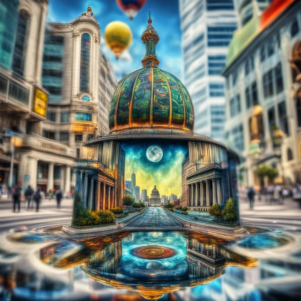 Surreal Oil Painting of LSD Near Civic Center