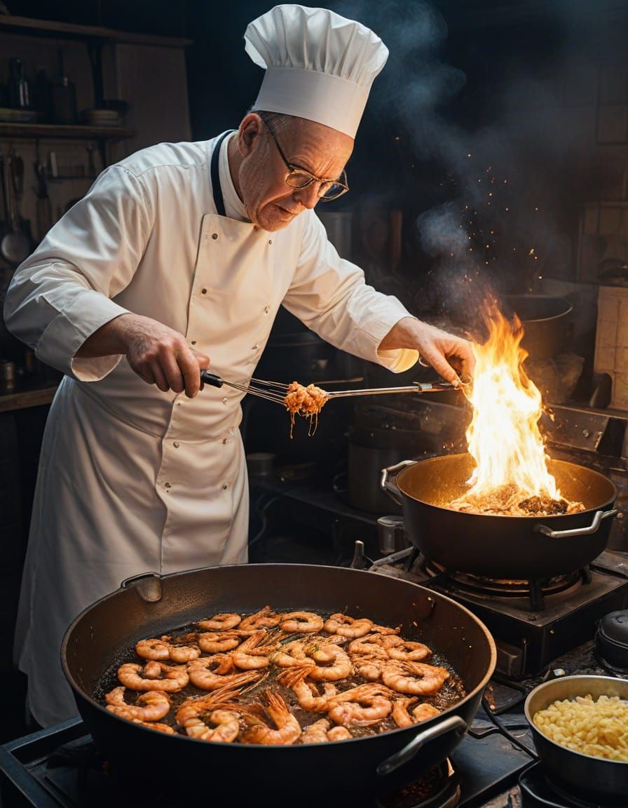 Sizzling Shrimp in a Fiery Sci-Fi Scene