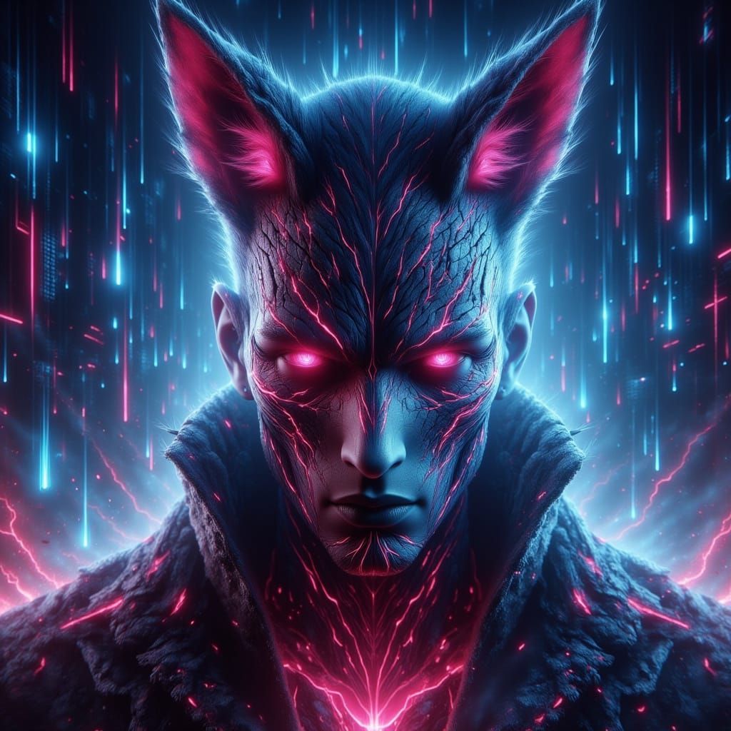 Fox Warrior Prince Leading Princess Warriors in Cyberpunk Ma...