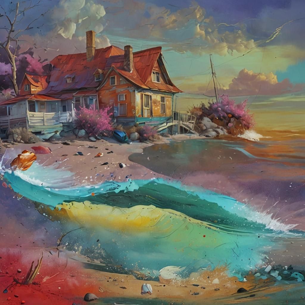 Seashore Shell: A Surrealist Impasto Painting