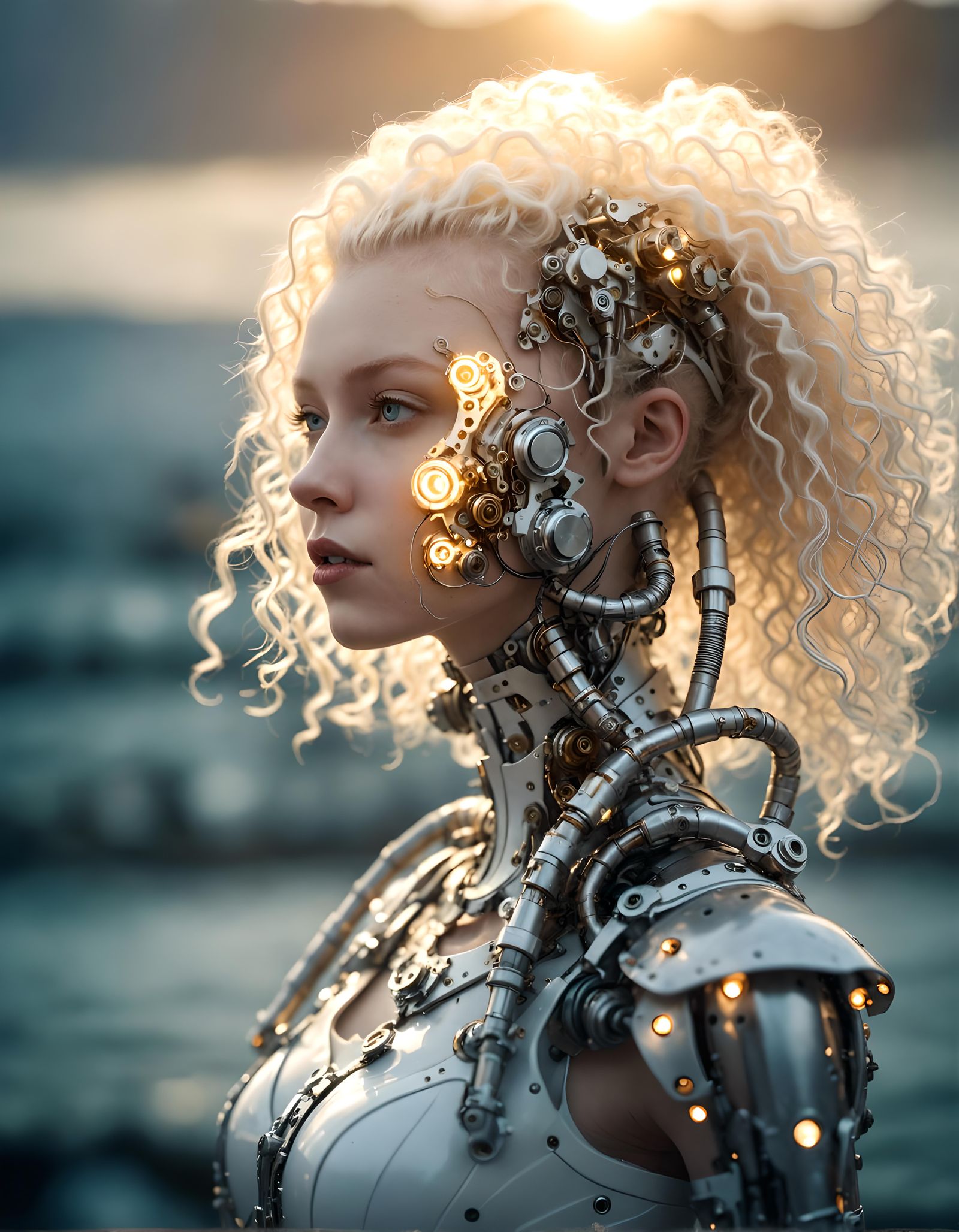 Cyborg Albino Girl at Sunrise: Micrograph