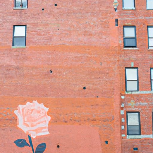Pastel Rose Street Art on Brick Building