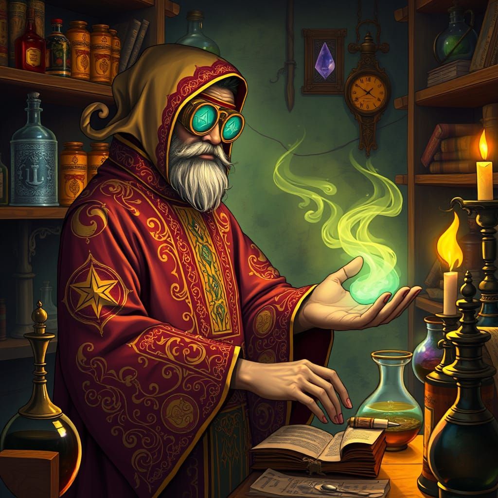 Valshaari Alchemist in Art Nouveau Laboratory