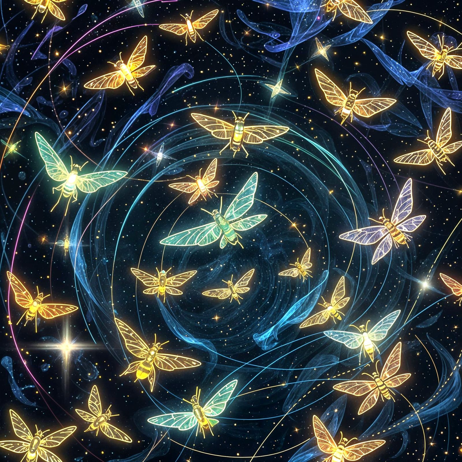 Fireflies Leave Light Trails: Cosmic Holographic Illustratio...