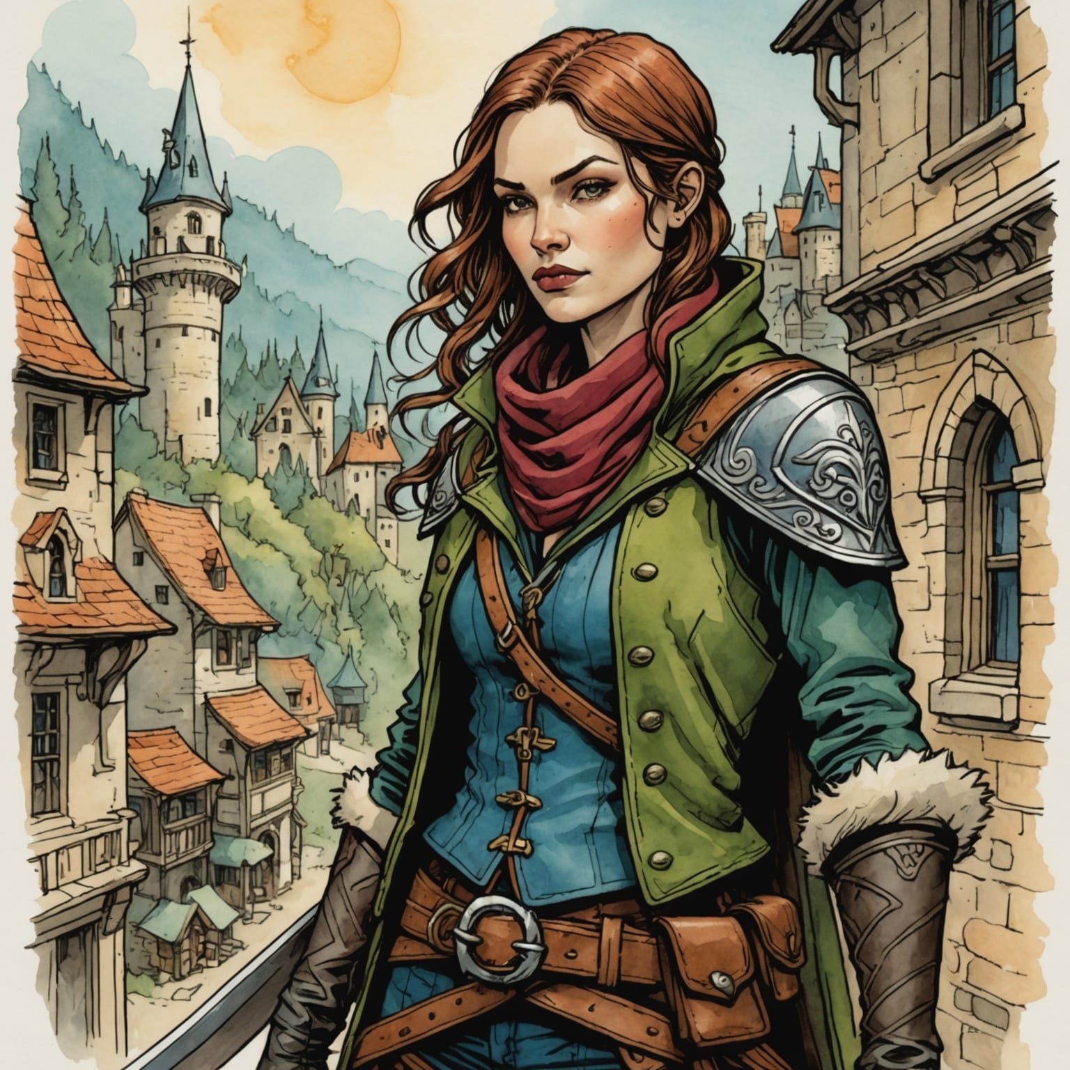 Watercolor Rogue in Detailed Storybook Illustration