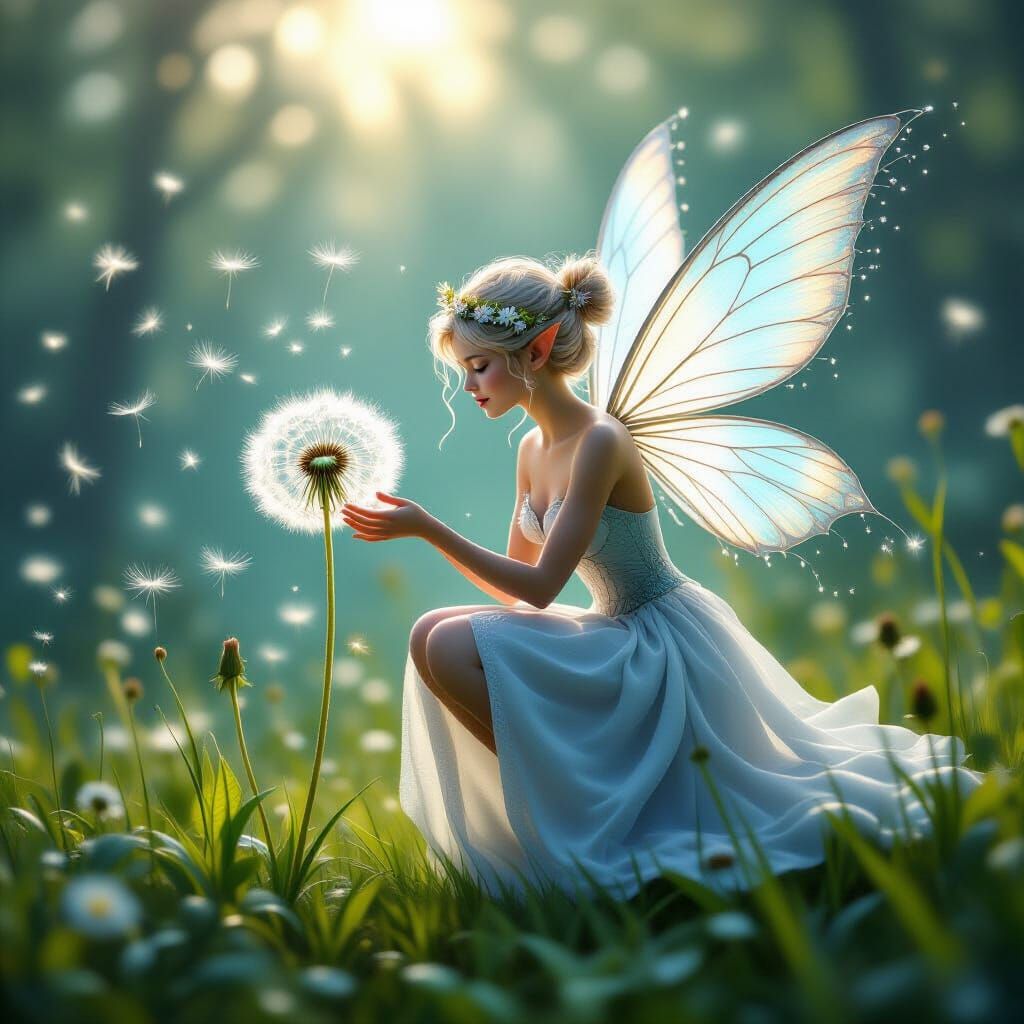 Ethereal Fairy of Light with Dandelion