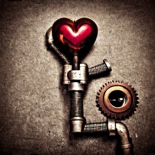 Steampunk Mechanical Heart with Keyhole Engine