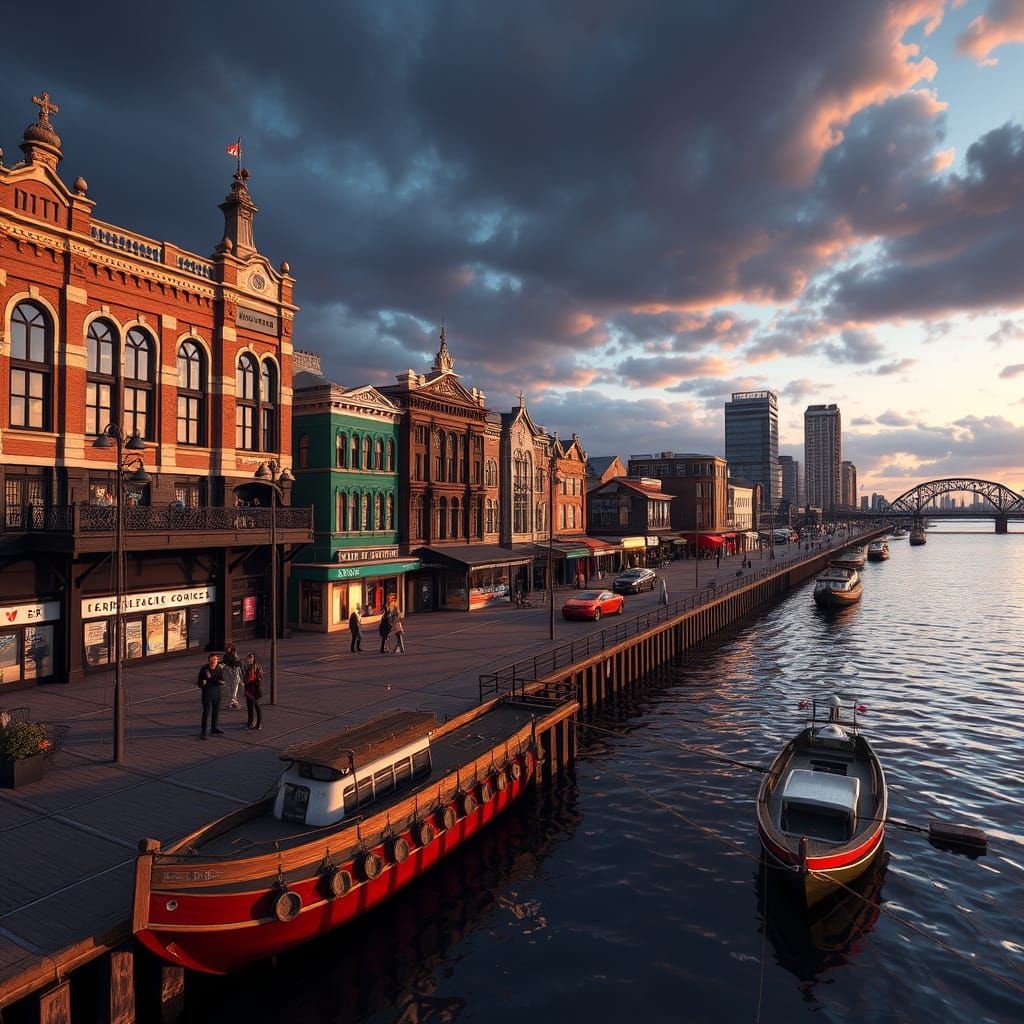 Epic Ipswich Waterfront Scene in Unreal Engine 5 Style