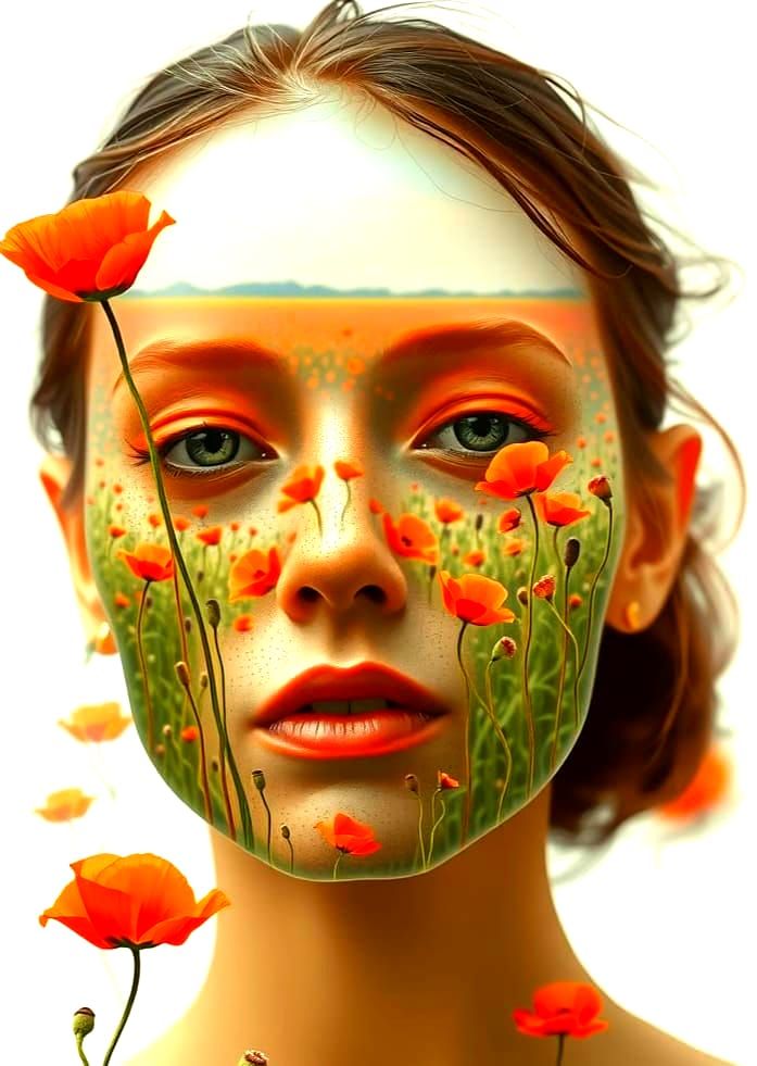Poppy Field Face Collage