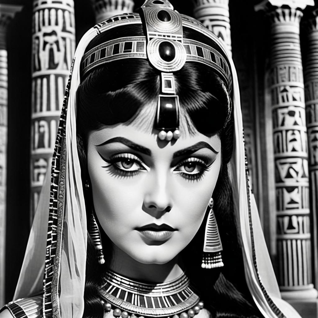 a visually stunning monochrome image of Theda Bara as Cleopa...