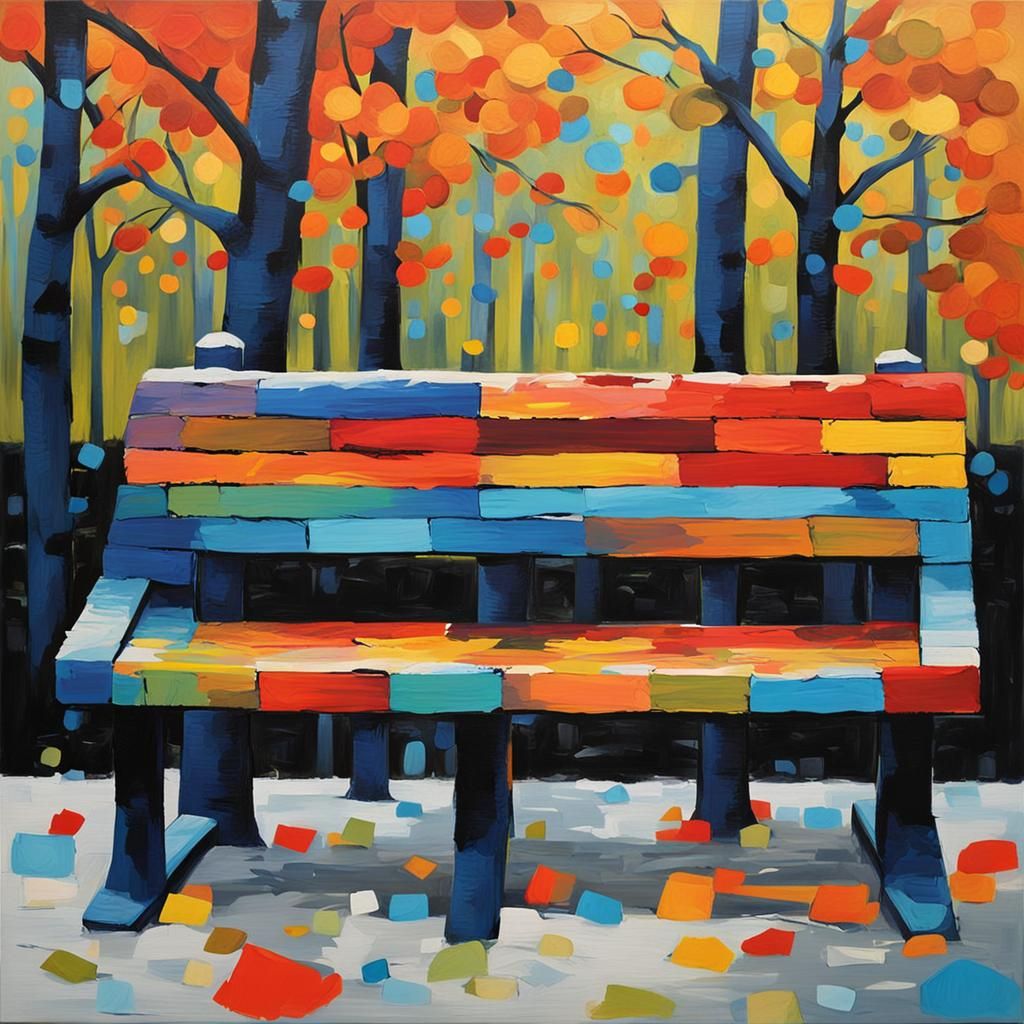Abstract Painting: Painter Interrupts Knitters on Wet Bench