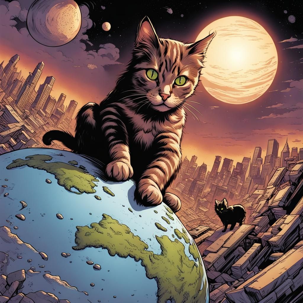 Cats Ruling Earth: Comic Book Art