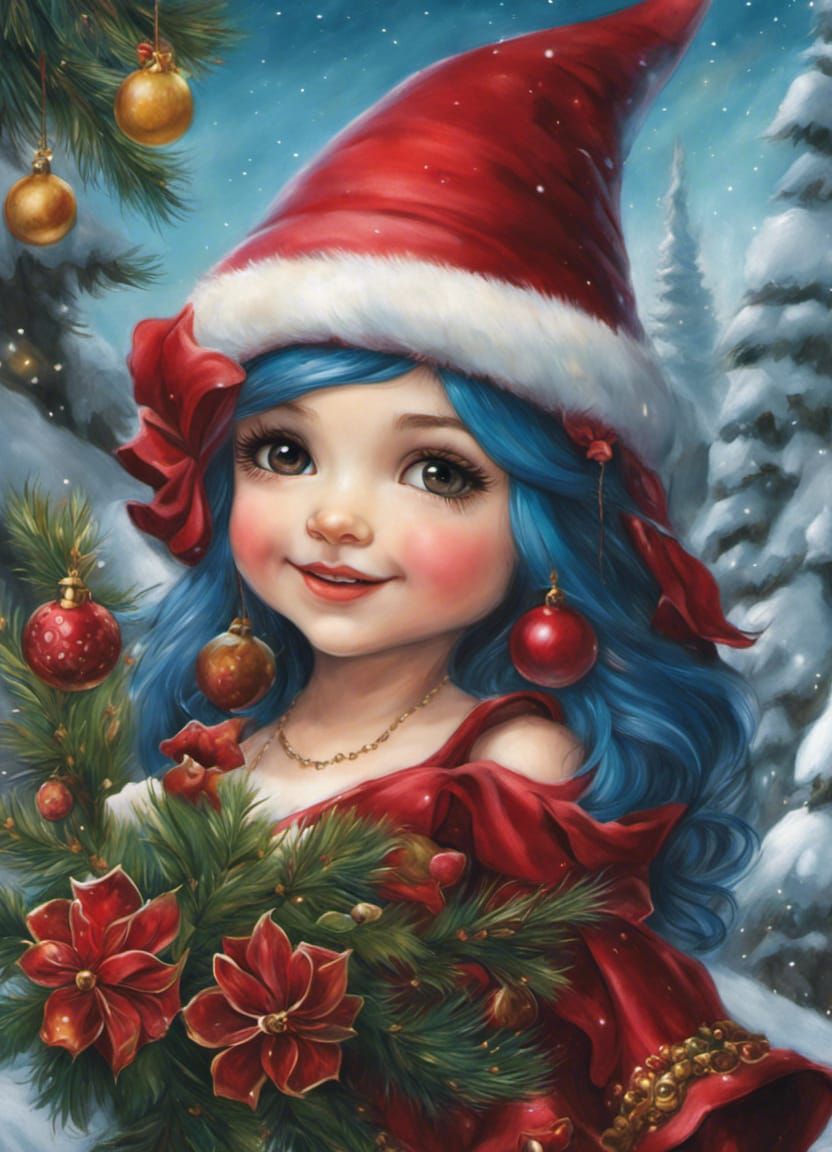 Christmas Gnome in Deep, Fantastical Colors