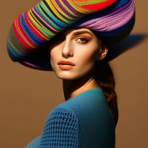 Dreaming Woman in Crochet: A Photorealistic Portrait