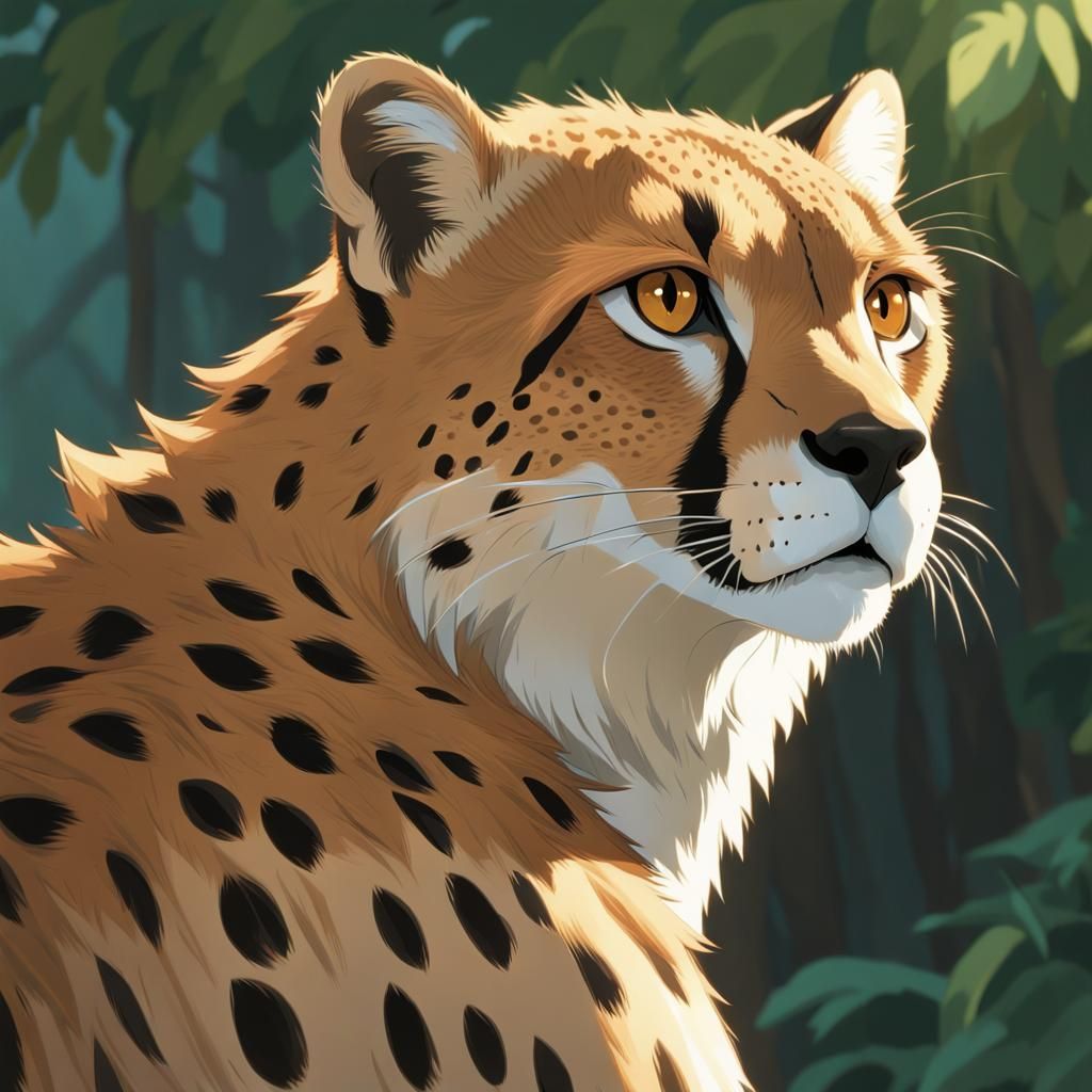 Cheetah Boy: Anime Key Visual in Ghibli Style