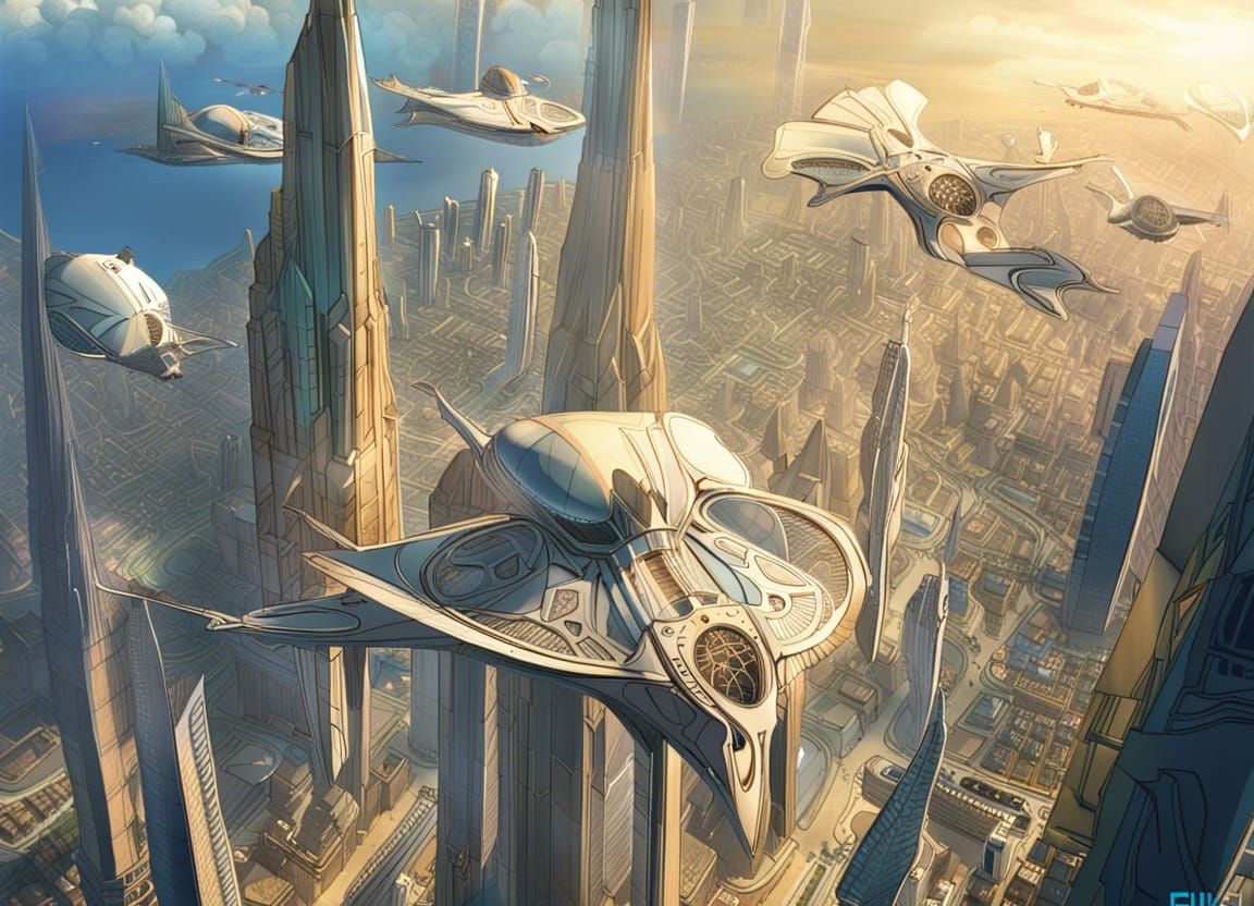 Magnificent Flying City in the Sky