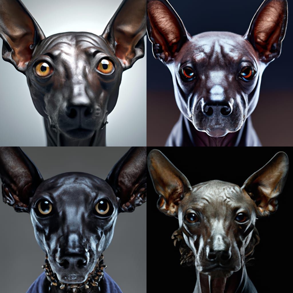 Demonic Xoloitzcuintle Portrait in Studio Lighting