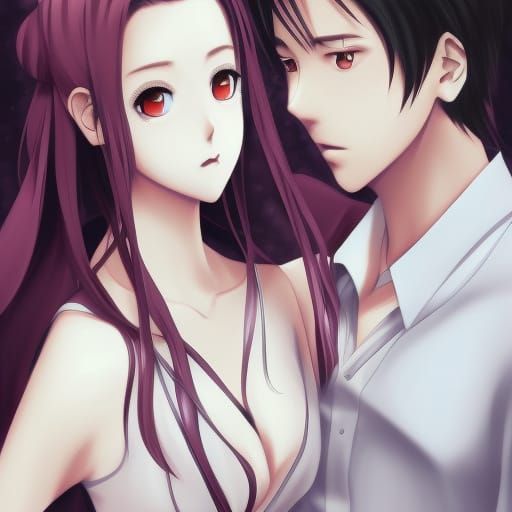 Detailed Woman with Realistic Man in Anime Style