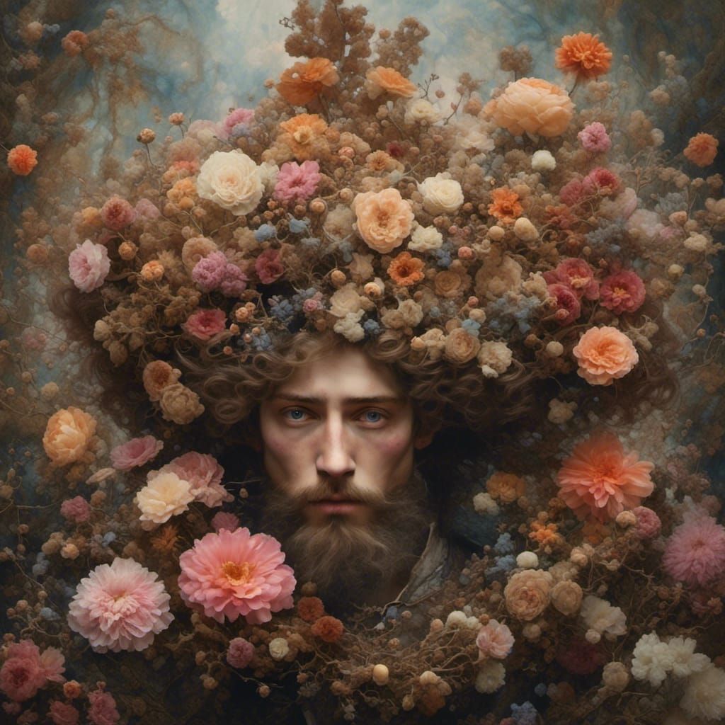 Mystical Figure with Long Hair in Digital Art