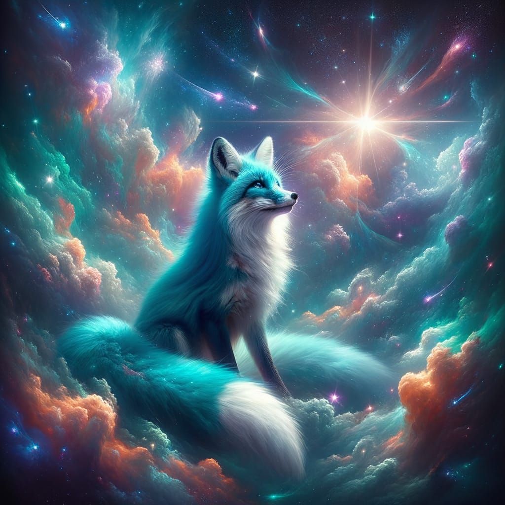 Celestial Fox Basks in Cosmic Radiance