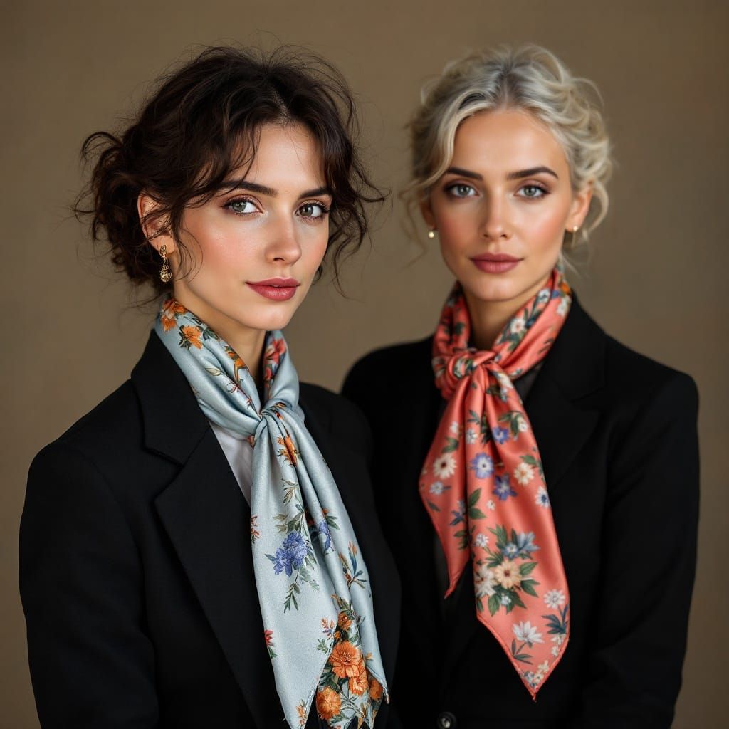 Women Adorned in Silk Ties and Scarves