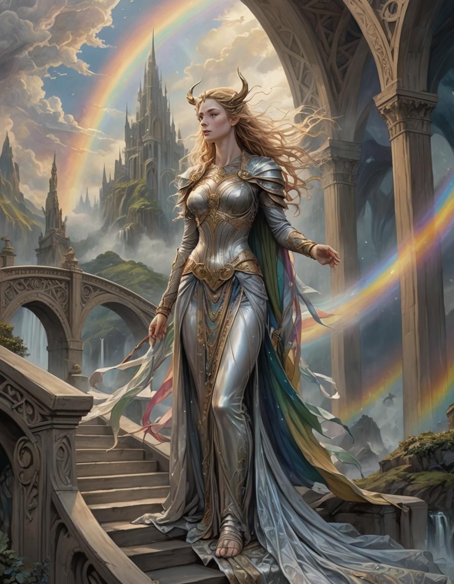 Norse Goddess at Rainbow Bridge in Asgard