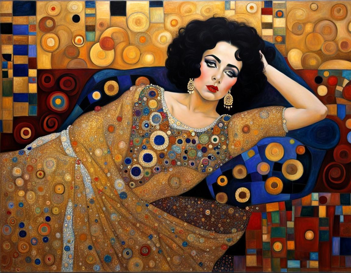 Elizabeth Taylor Portrait in Klimt Style