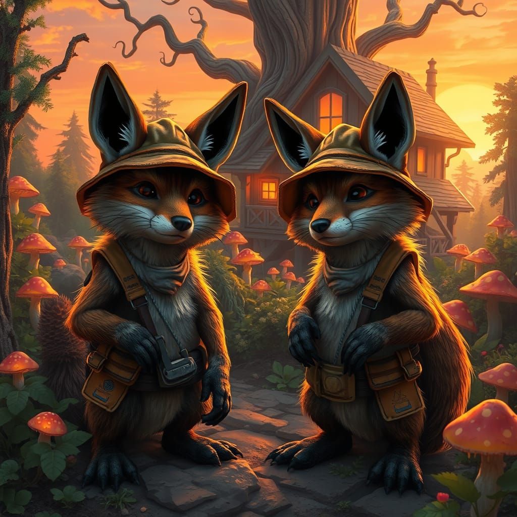 Furry Coyotes Build Whimsical Housing in Lush Forest Landsca...