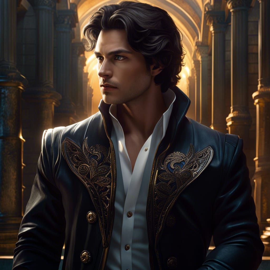 Teen Magician in Ancient Library: Dark Fantasy Portrait