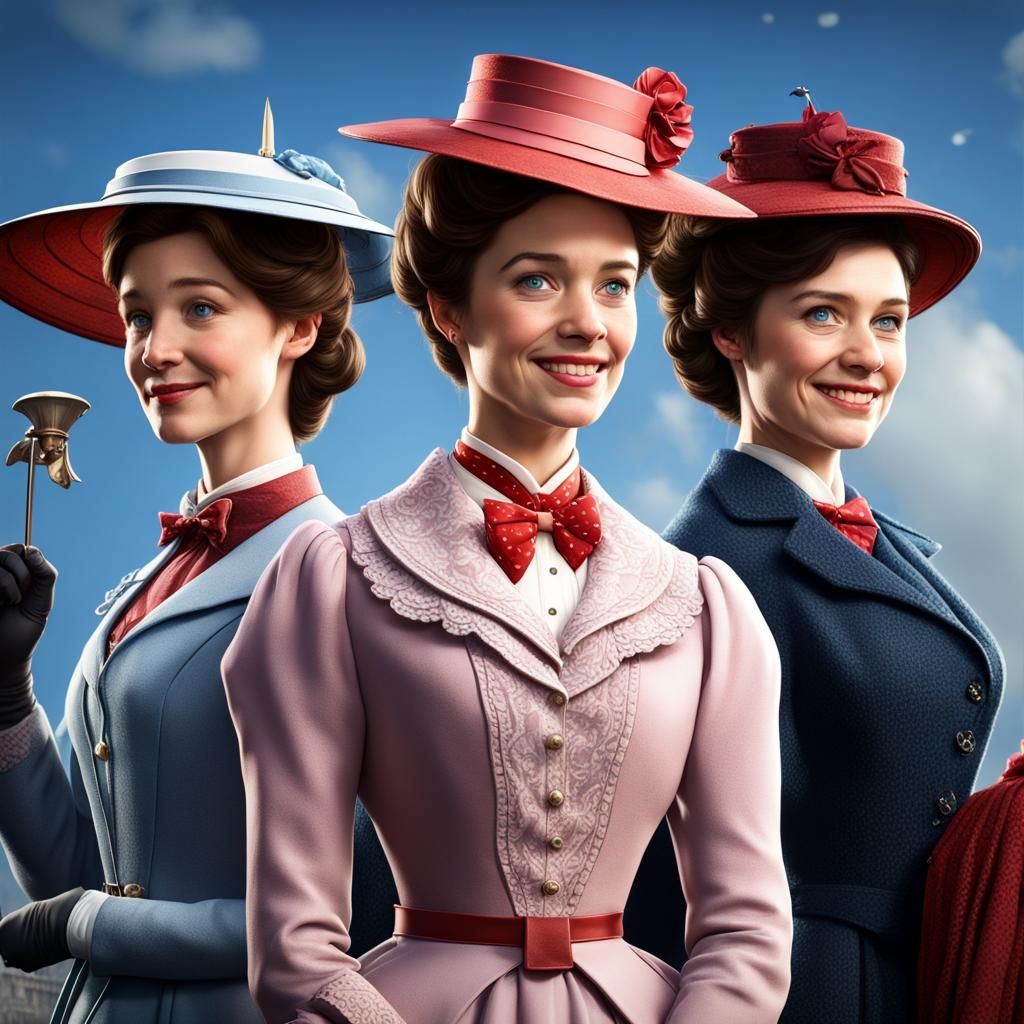 Grace, Lizzy, and Monty as Mary Poppins Characters
