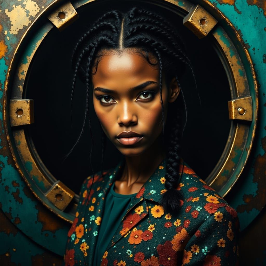 Zoe Saldana in Pink and Black Negligé, Submarine Background