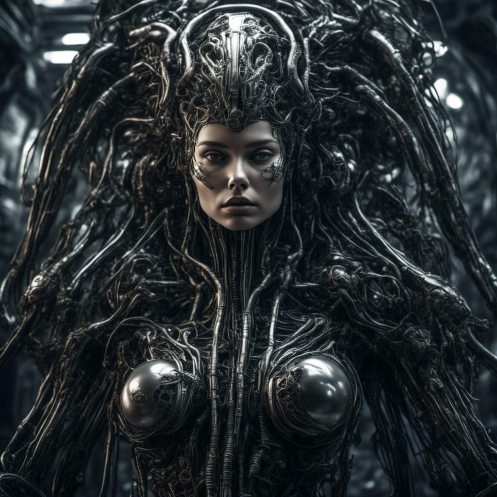 Biomechanical Woman in Surrealist Style