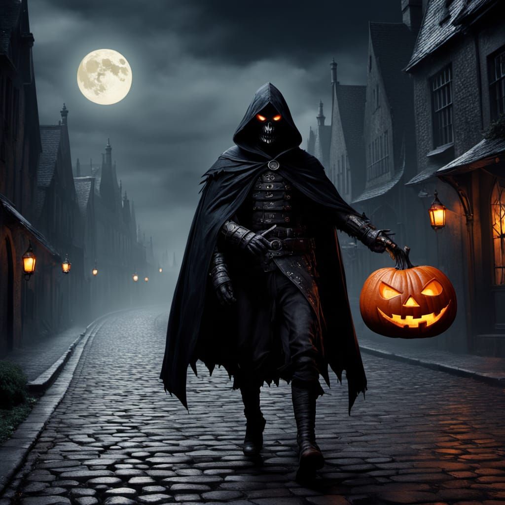 Headless Rider with Jack-o'-Lantern in Dark Fantasy Art