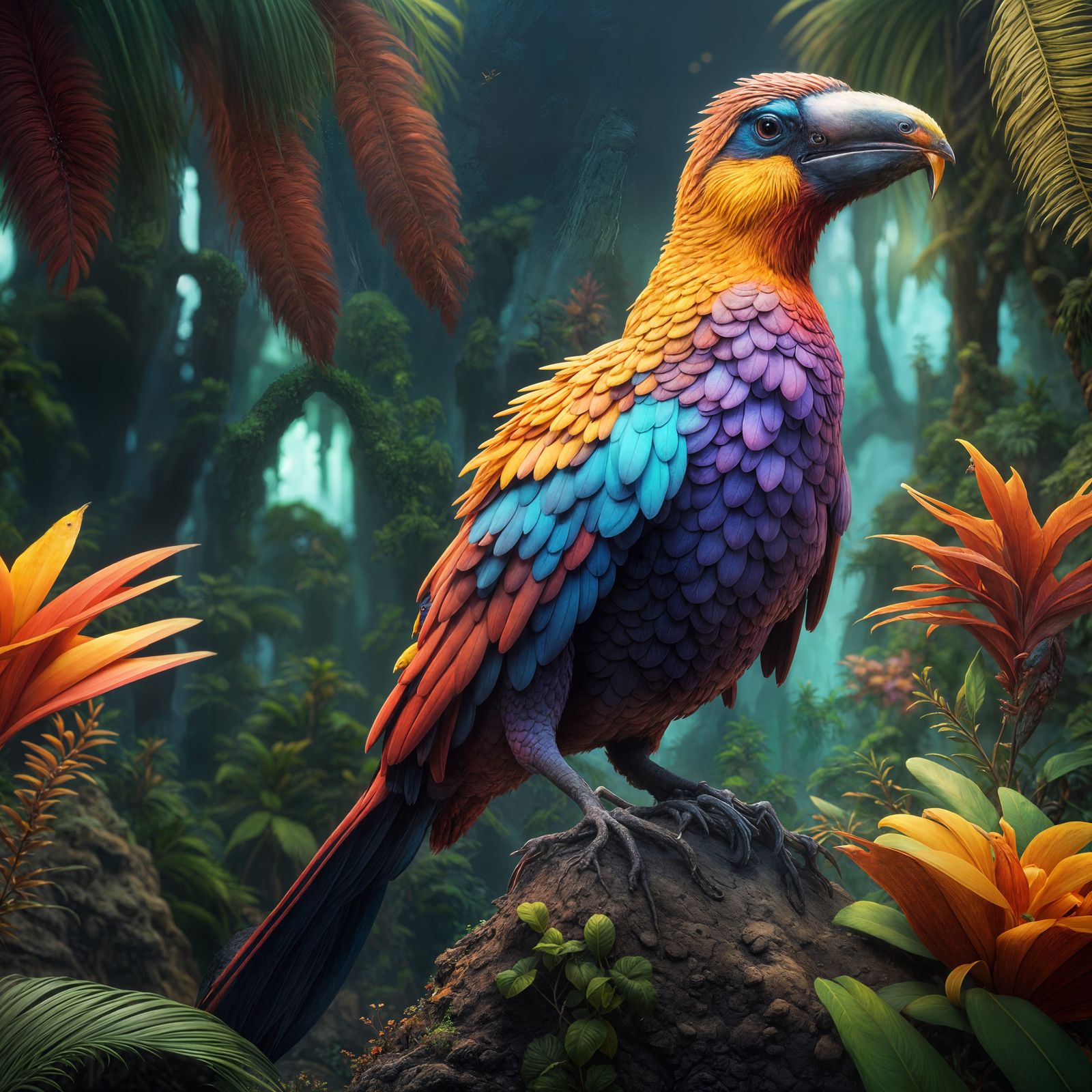 Colorful Tropical Bird in Detailed Matte Painting