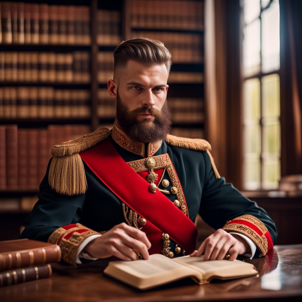 Young Tsar Nicholas Reading in Library Portrait