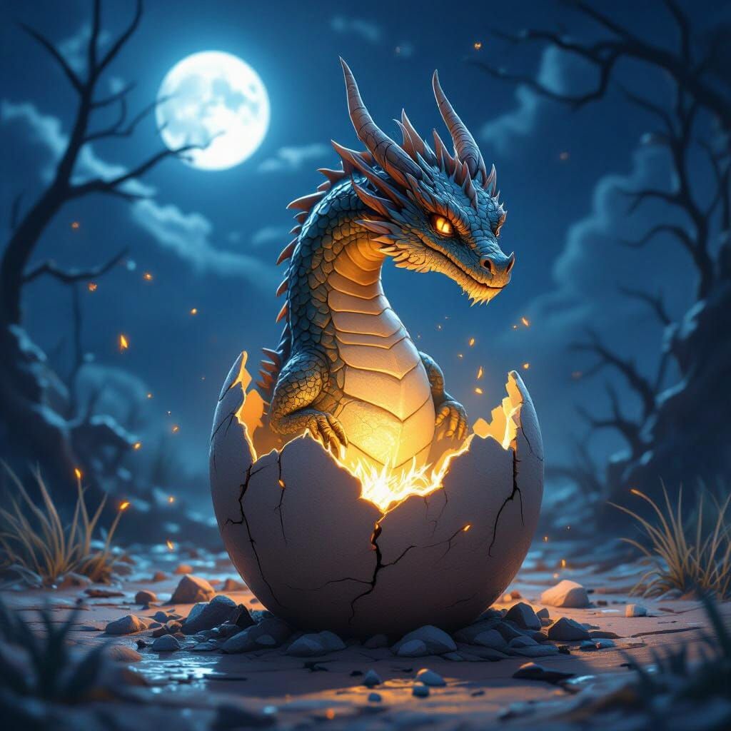 Night Dragon Emerges: Fantastical Art