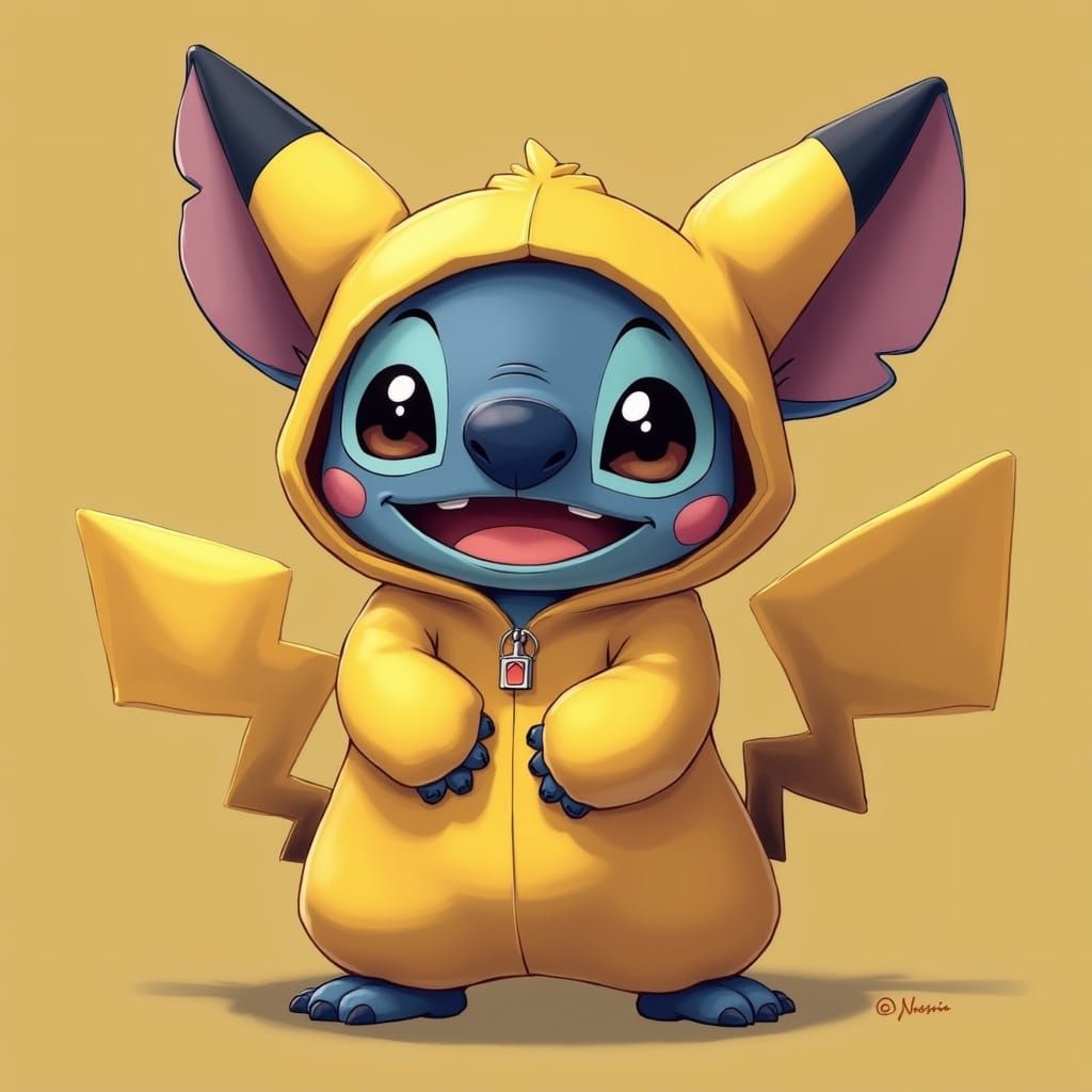 Stitch in a Pikachu Costume