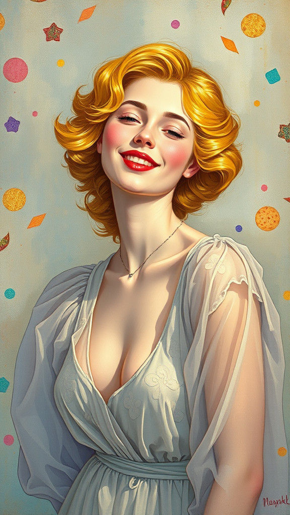 Radiant Golden-Haired Woman in Dreamy, Ethereal Style