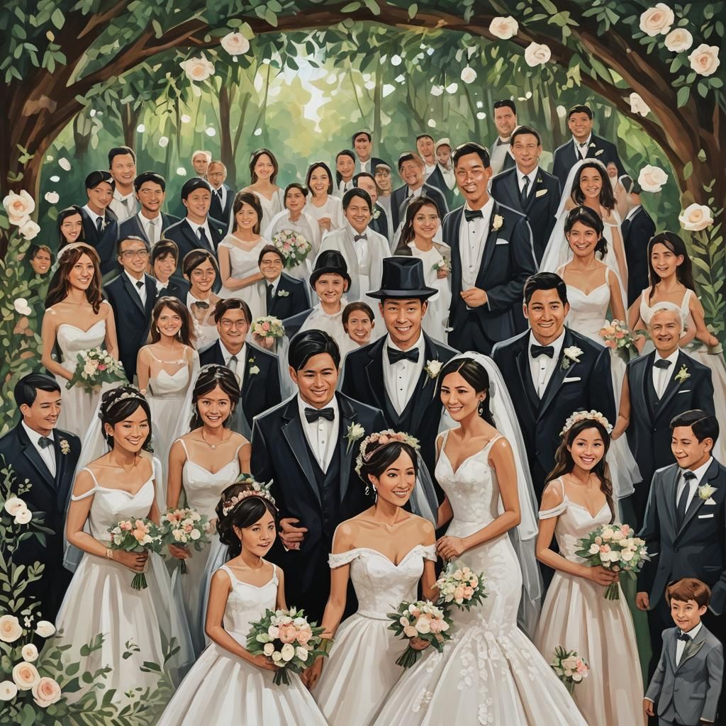 Joyful Wedding Party as Classical Painting