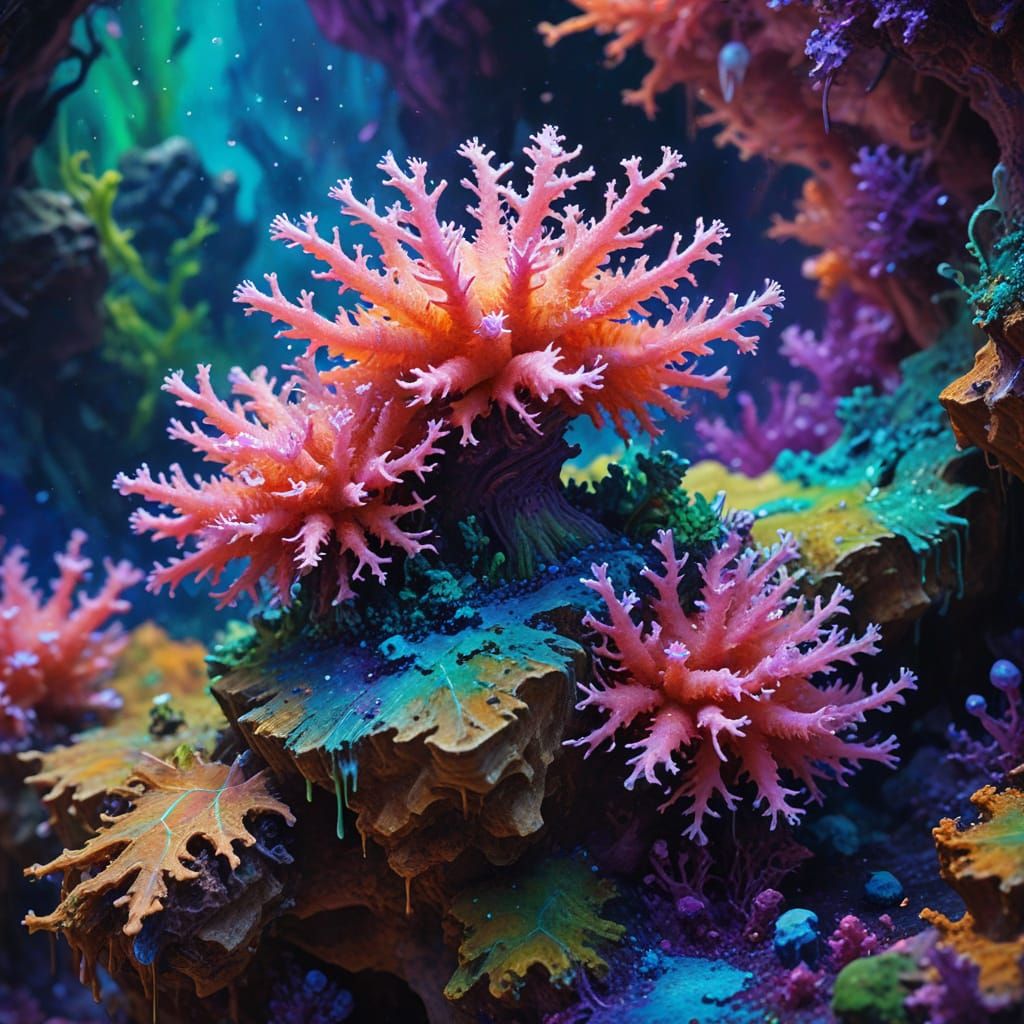 Vibrant Carnation Coral Close-Up in Gouache