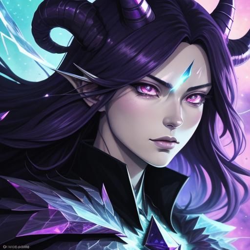 Dark Crystal Dragon in Starry Space, Anime Style