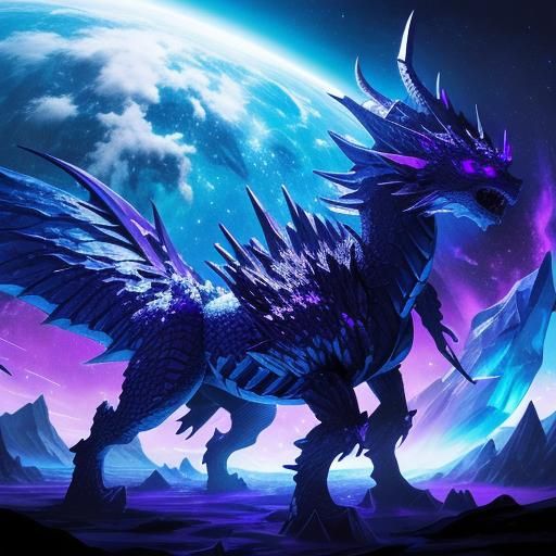 Crystal Dragon on Crystal Planet in Anime Style