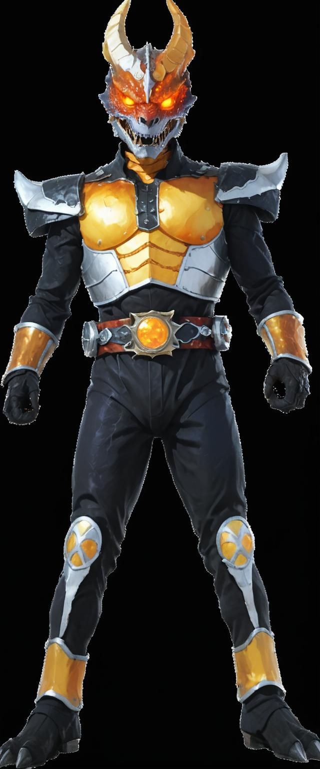 Fiery Dragon Demon on Ruined Castle Wall