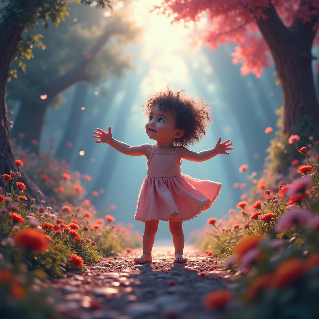 Whimsical Child in Dreamlike Fantasy Art Style
