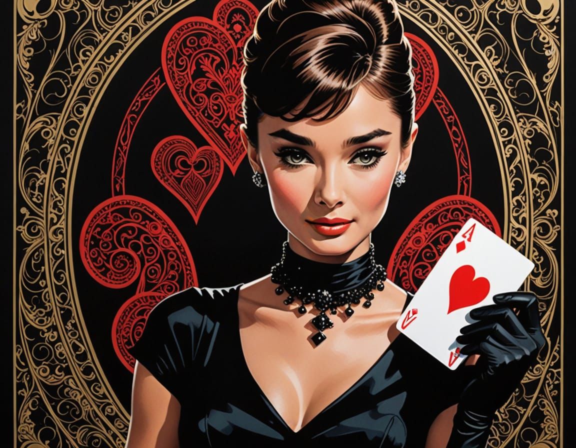 Audrey Hepburn as Playing Card in Comic Art Style