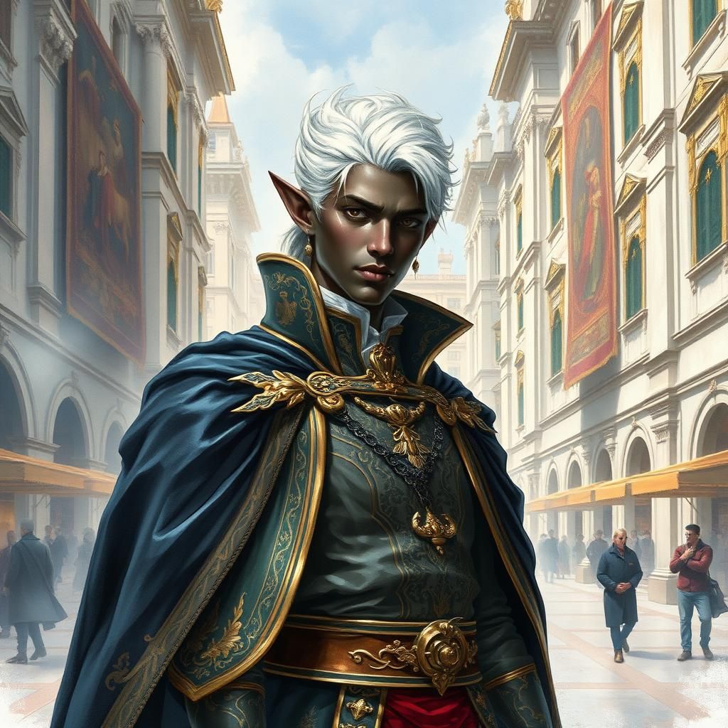 Drow Nobleman in Renaissance Italy, Watercolour Style